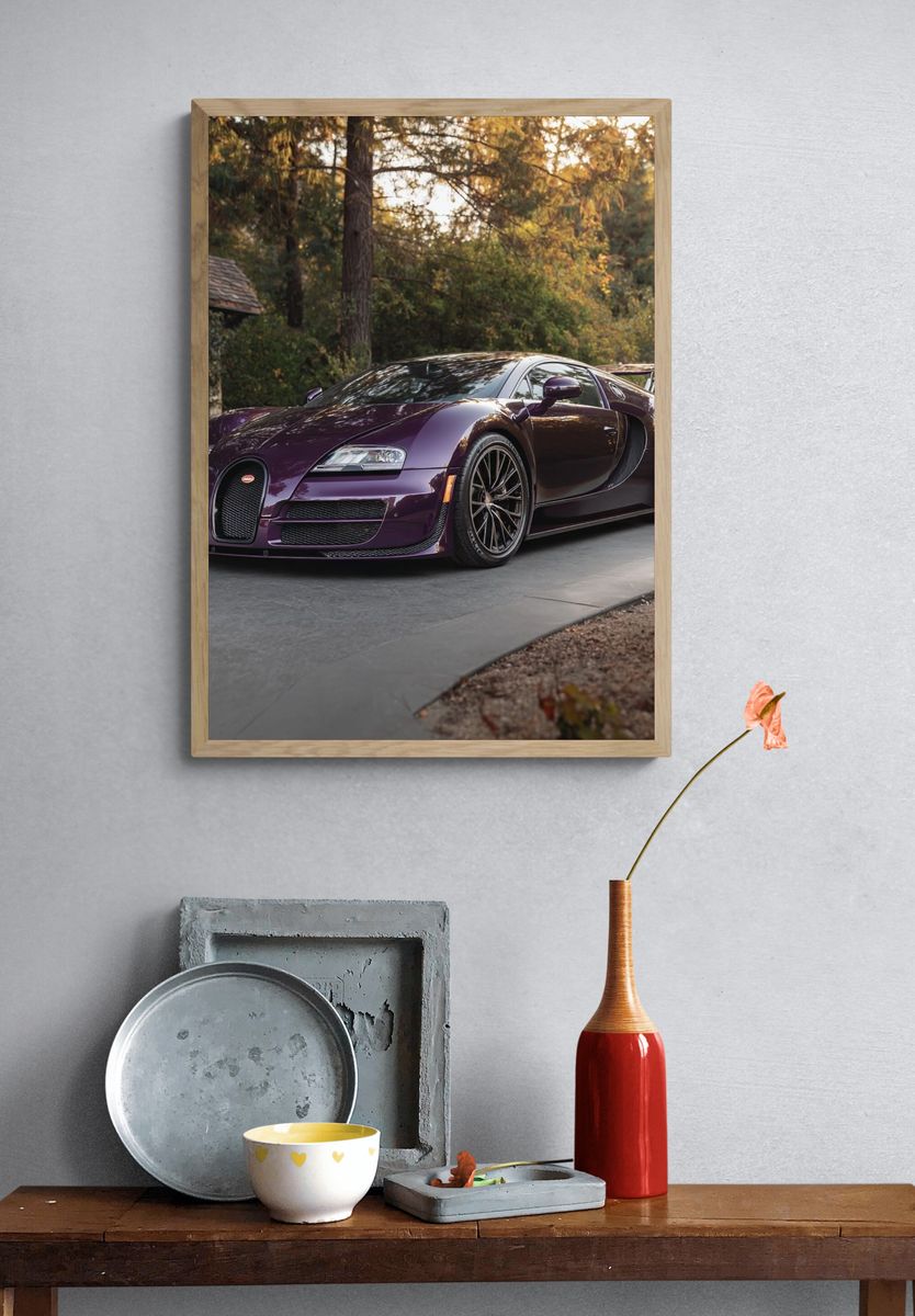 Purple Bugatti Supercar Photography Poster. — room view 3