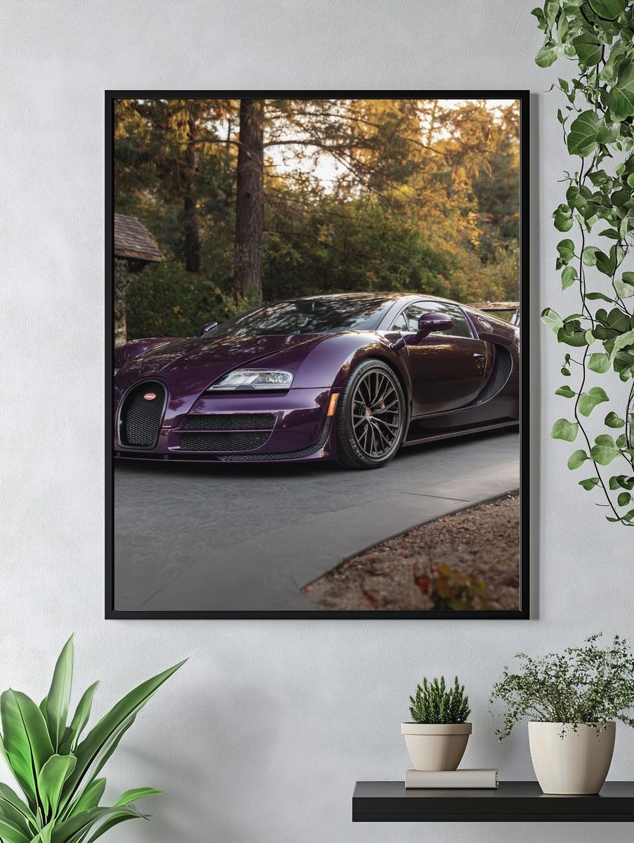Purple Bugatti Supercar Photography Poster. — room view 4