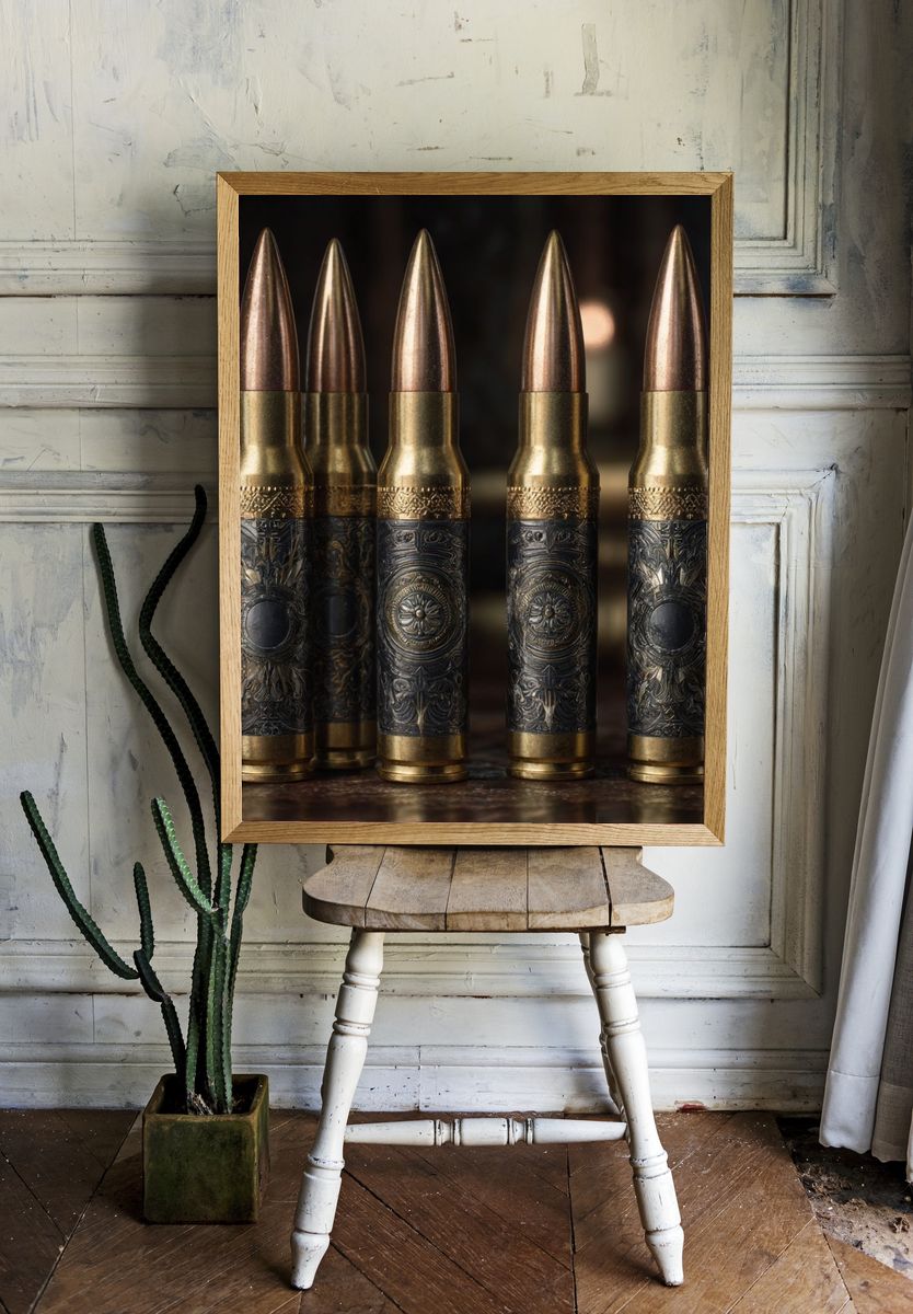 Ornate Bullet Still Life Print. — room view 1
