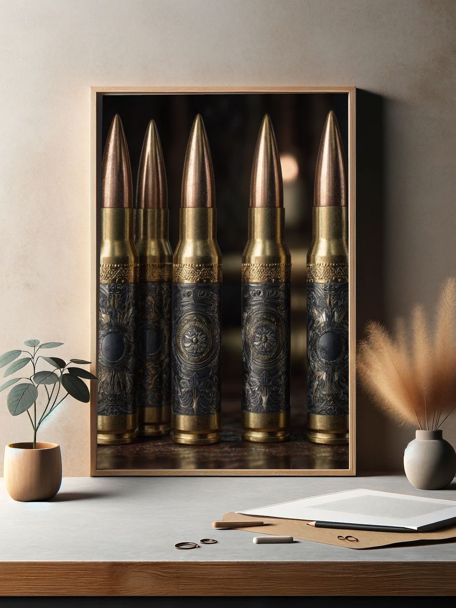Ornate Bullet Still Life Print. — room view 2