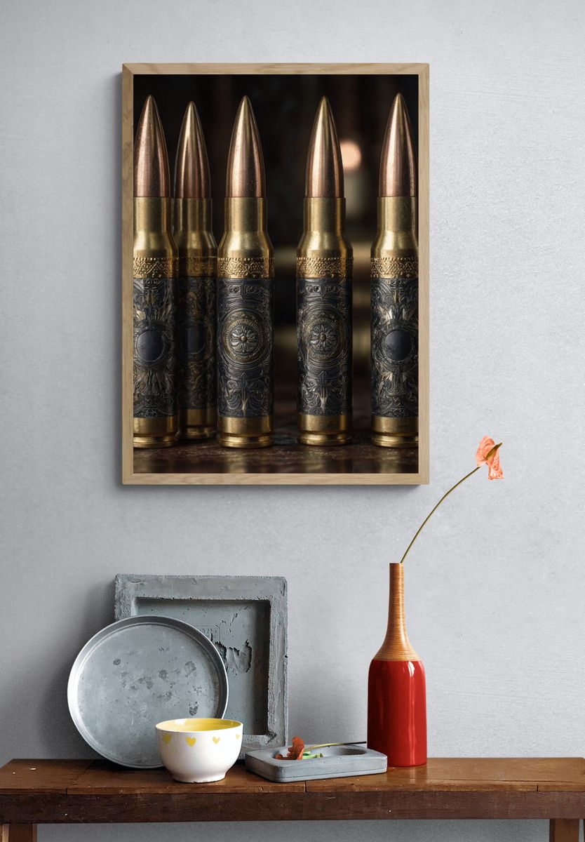 Ornate Bullet Still Life Print. — room view 3