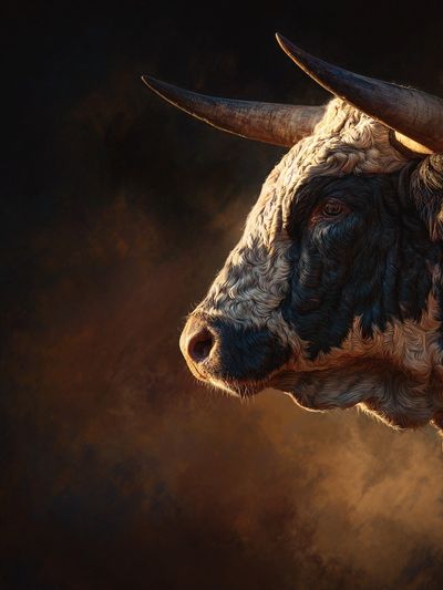 Majestic Bull Portrait Print. poster print