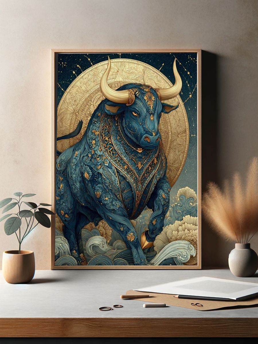 Majestic Bull — Illustration Print. — room view 2