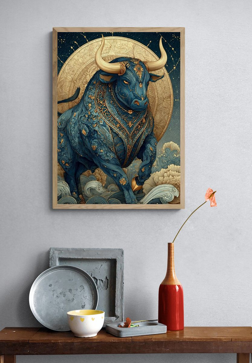 Majestic Bull — Illustration Print. — room view 3