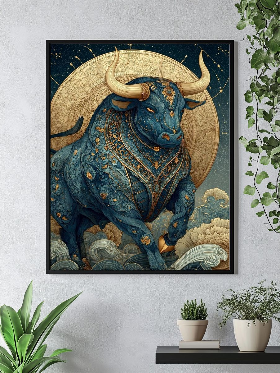 Majestic Bull — Illustration Print. — room view 4