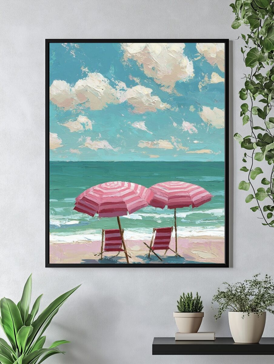 Beach Umbrellas — Impressionist Print. — room view 4
