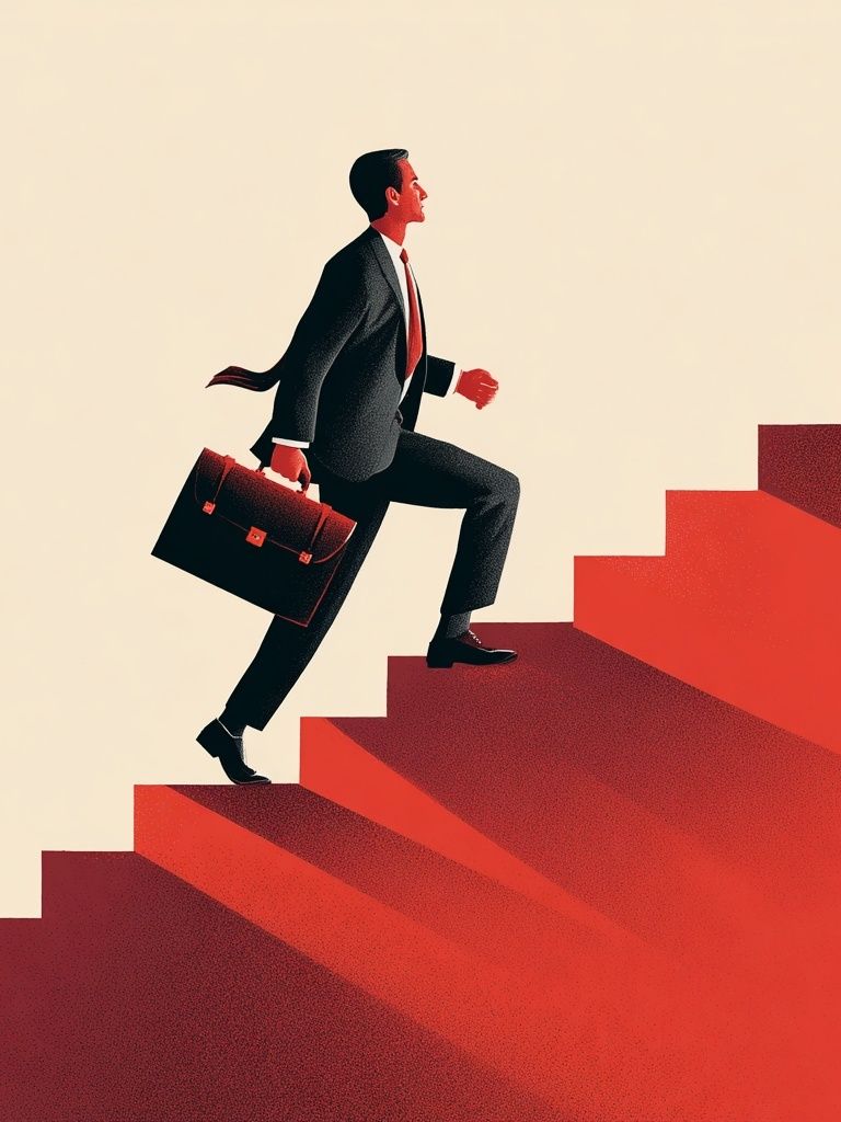 Businessman Stairway Illustration Poster. poster detail