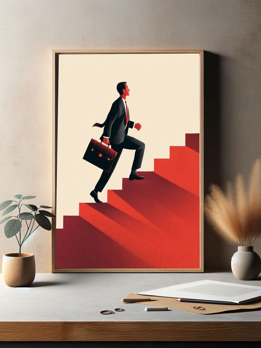 Businessman Stairway Illustration Poster. — room view 2