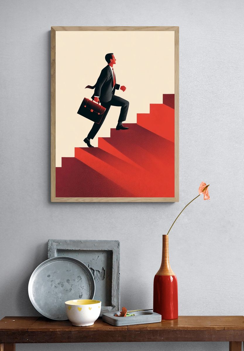 Businessman Stairway Illustration Poster. — room view 3