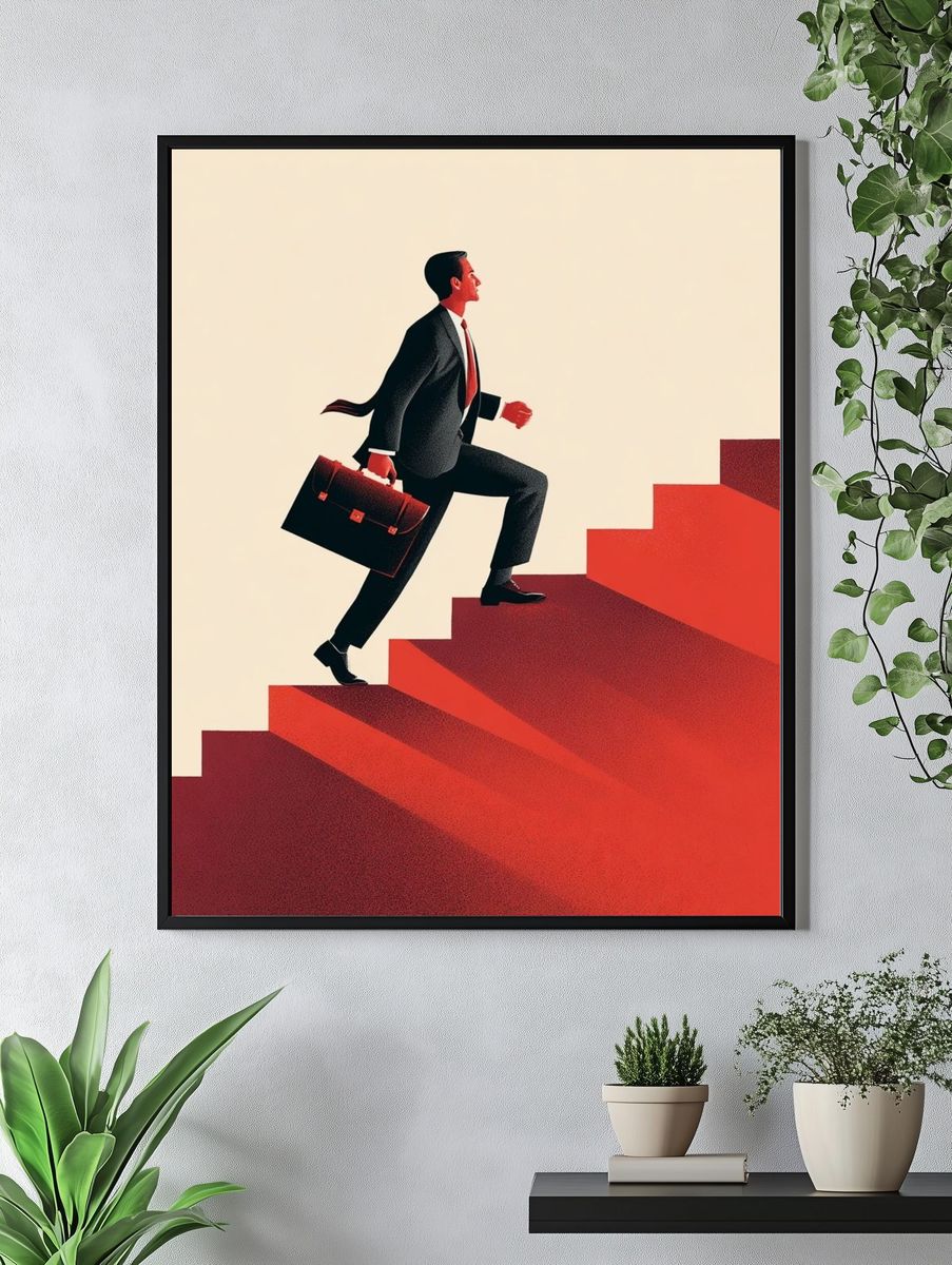 Businessman Stairway Illustration Poster. — room view 4