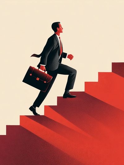 Businessman Stairway Illustration Poster. poster print