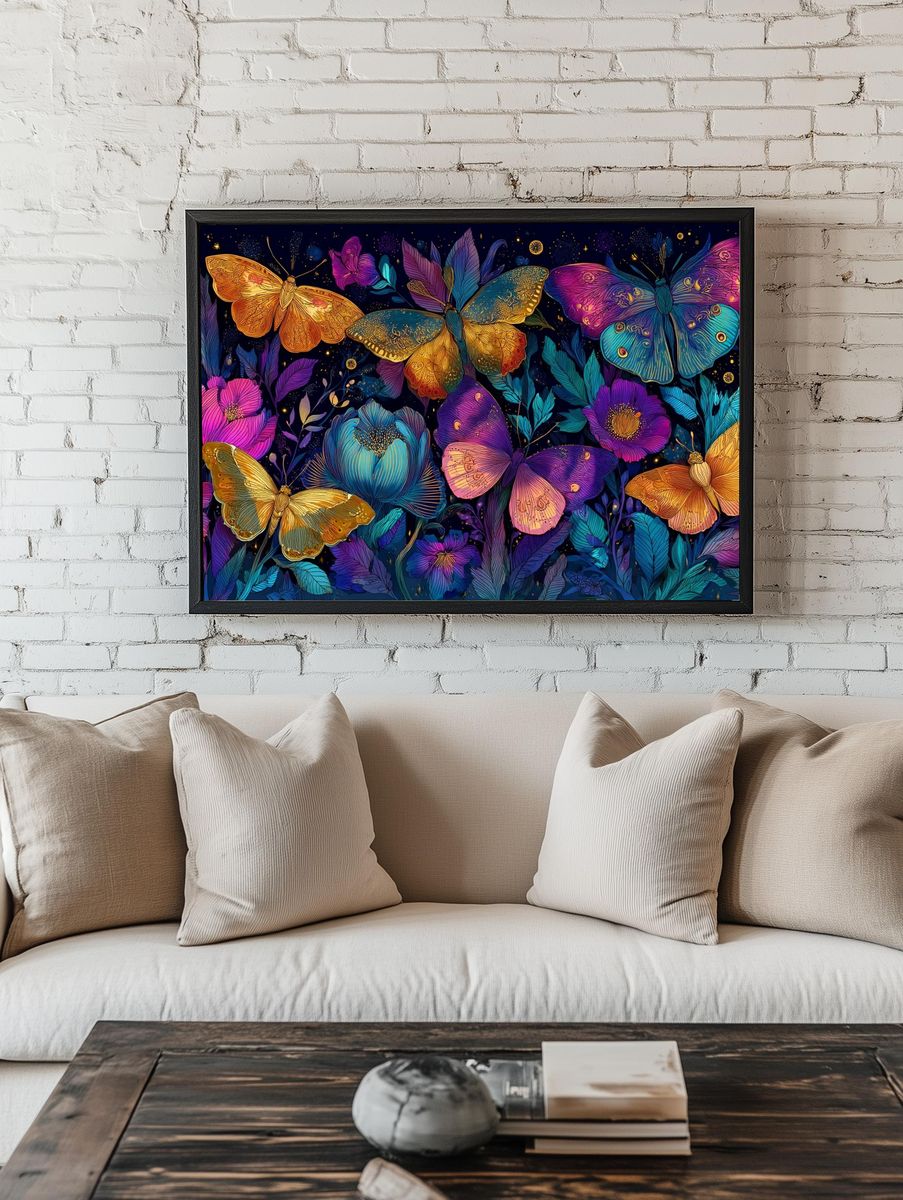 Butterfly Garden Digital-Art Poster. — room view 1