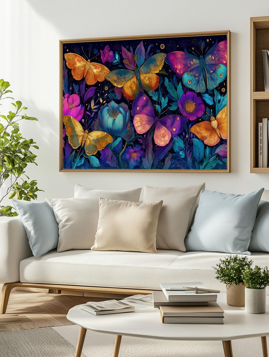 Butterfly Garden Digital-Art Poster. — room view 2
