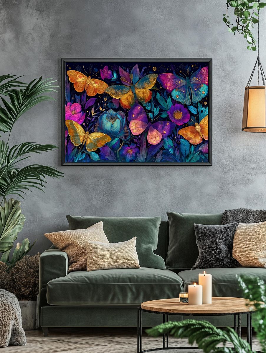 Butterfly Garden Digital-Art Poster. — room view 4