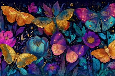 Butterfly Garden Digital-Art Poster. poster print