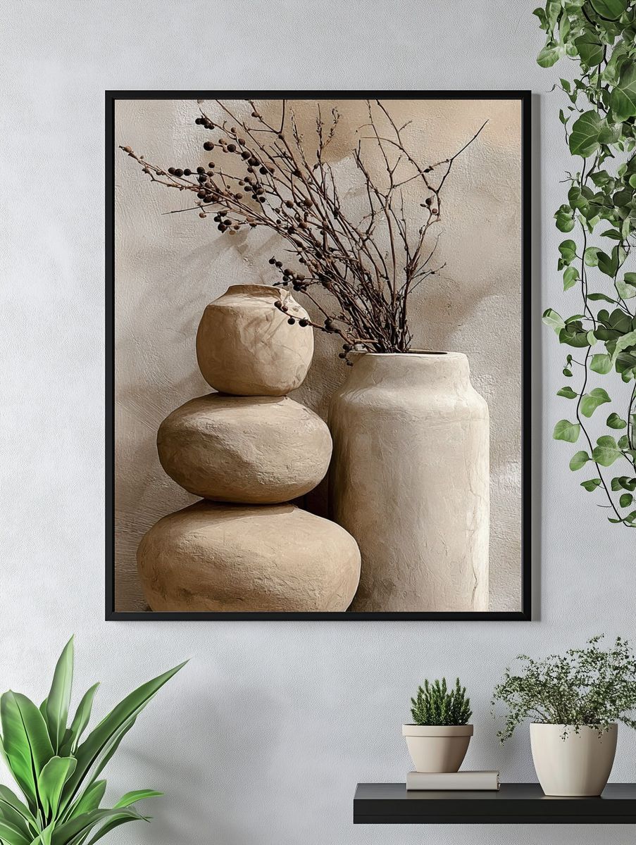 Ceramic Vases with Dried Branches — Bohemian Print. — room view 4