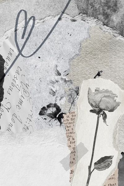 Black and White Floral Collage Poster. poster