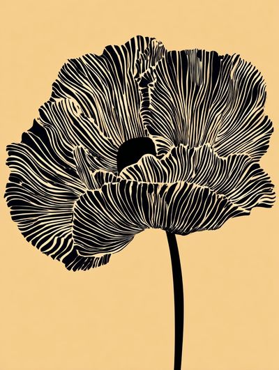 Black and White Poppy — Line-Art Print