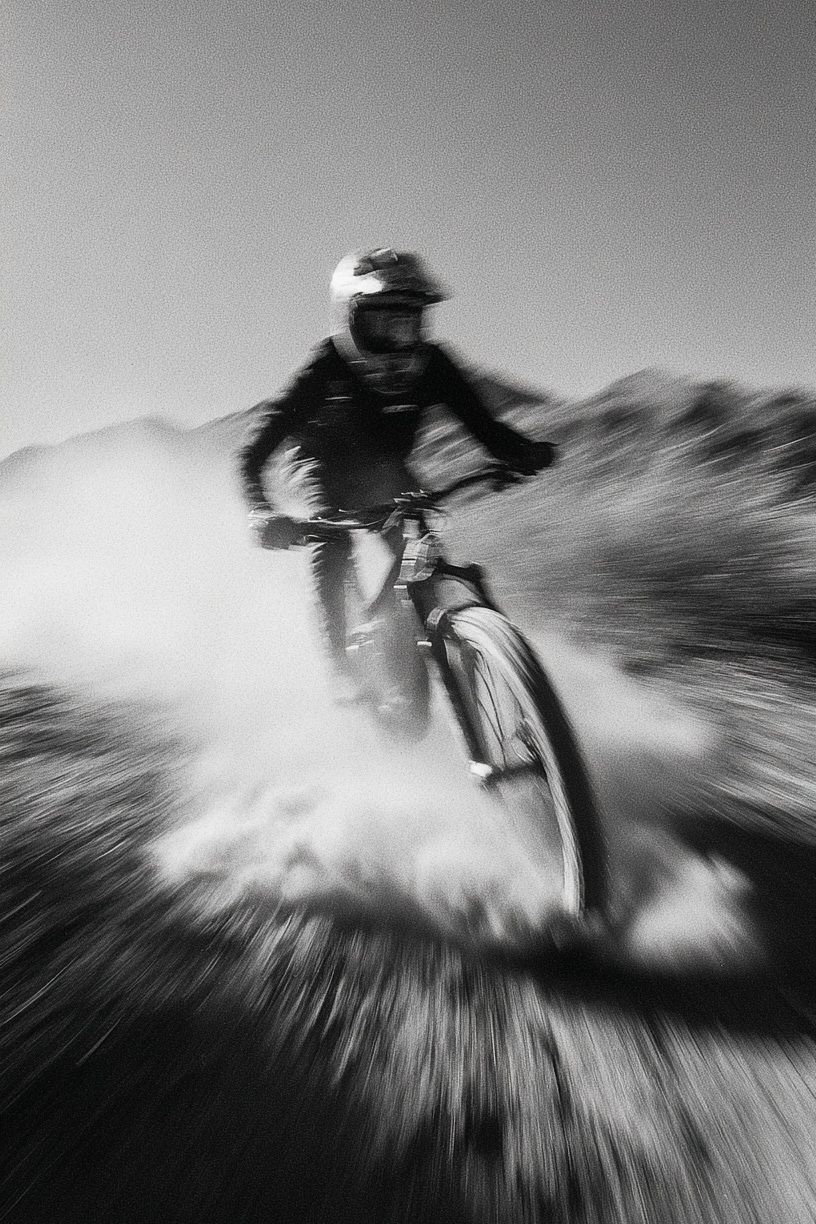 Mountain Biker in Motion — Black and White Print. poster — photography art