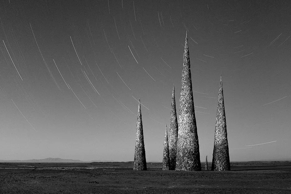 Starry Night Spires — Black-White Print. poster — photography art