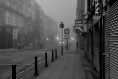 Misty Street in Fog — Black-White Print. poster print