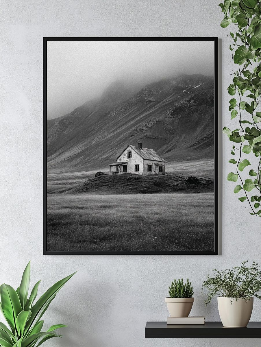 Abandoned House in Fog — Black-White Print. — room view 4