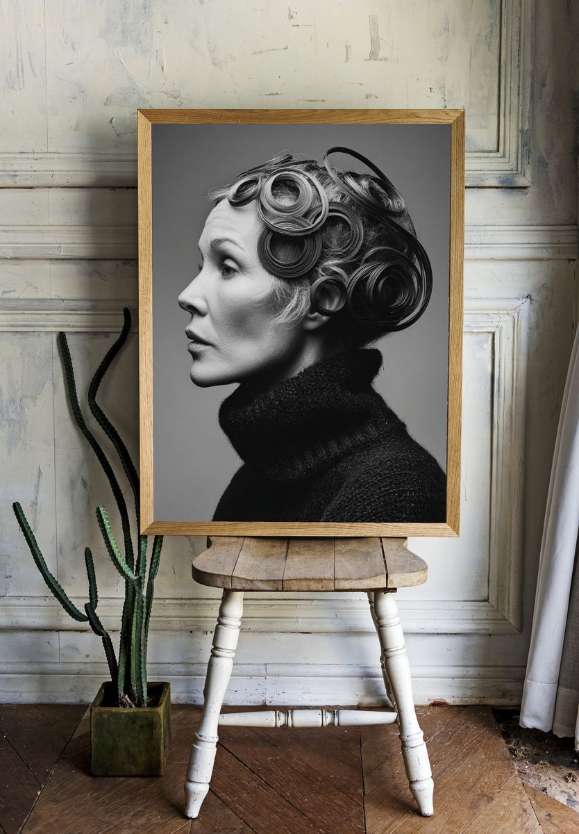 Elegant Profile — Black-White Print. — room view 1