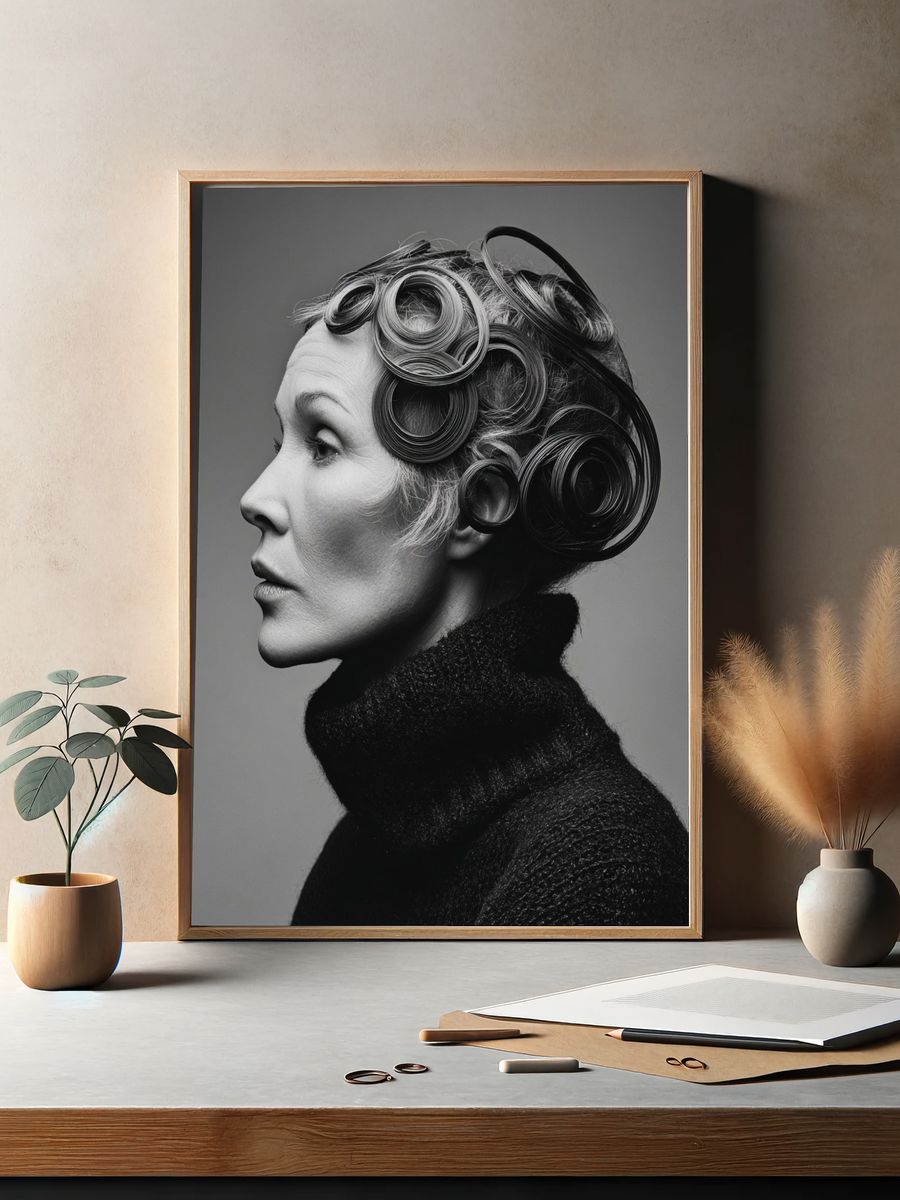 Elegant Profile — Black-White Print. — room view 2