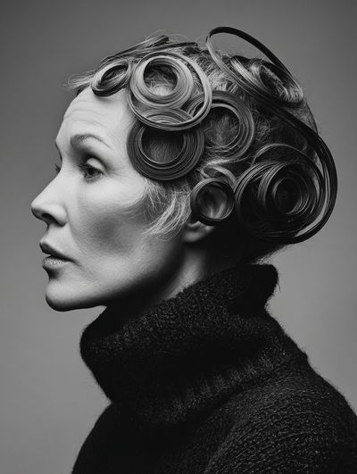Elegant Profile — Black-White Print. poster print