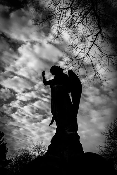 Angel Statue — Black and White Print. poster print