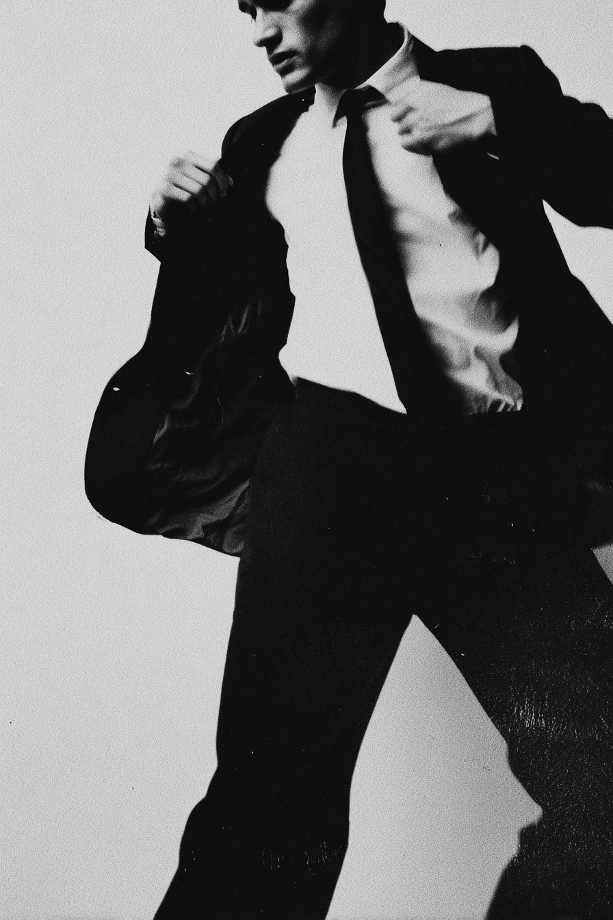 Elegant Man in Suit — Black and White Print. poster detail