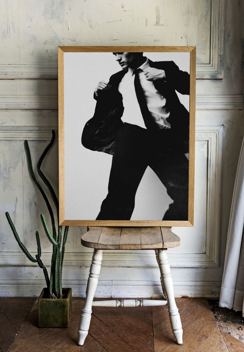 Elegant Man in Suit — Black and White Print. — room view 1