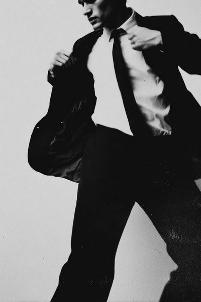 Elegant Man in Suit — Black and White Print. poster