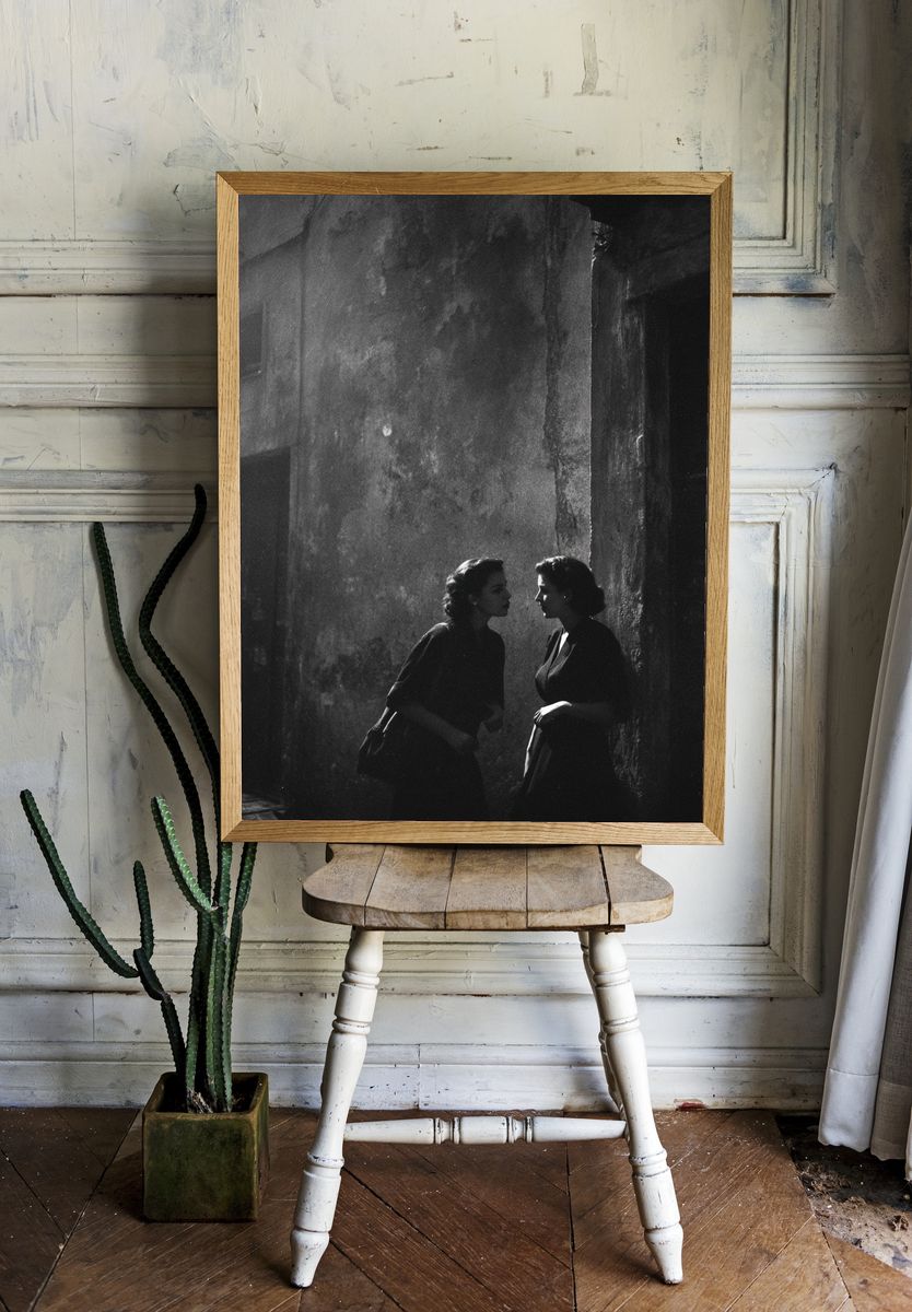 Intimate Conversation — Black and White Photography Print. — room view 1