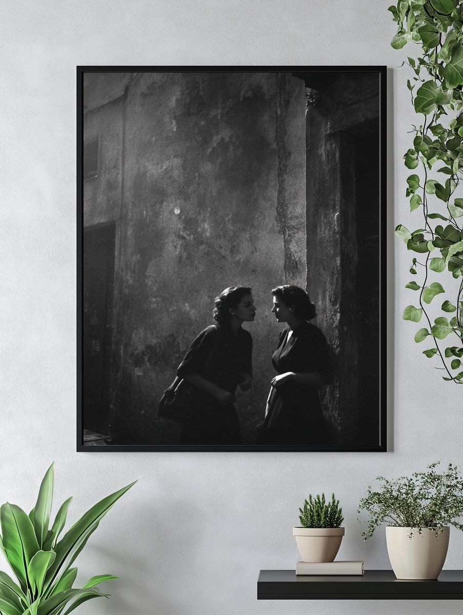 Intimate Conversation — Black and White Photography Print. — room view 4