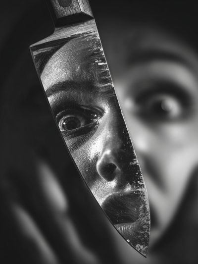 Reflected Fear — Black-White Print. poster