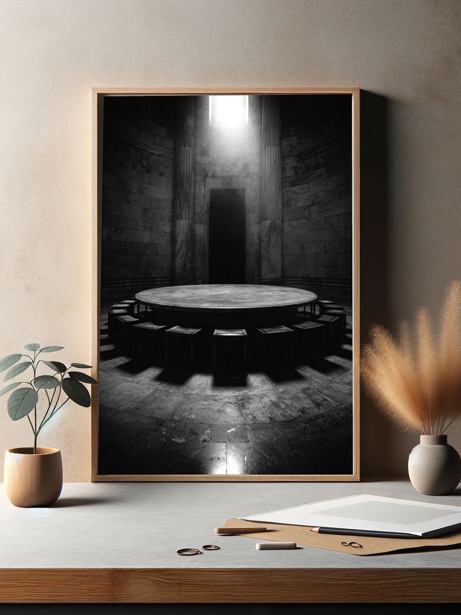 Mysterious Circular Room — Black and White Print. — room view 2