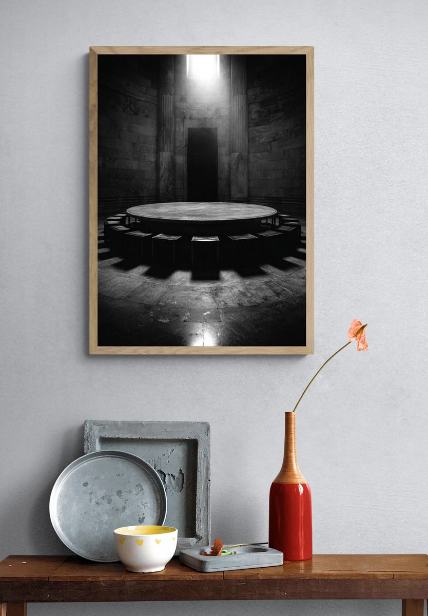Mysterious Circular Room — Black and White Print. — room view 3