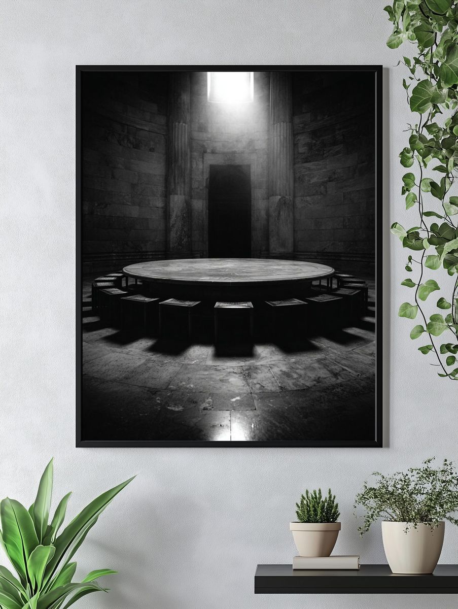 Mysterious Circular Room — Black and White Print. — room view 4