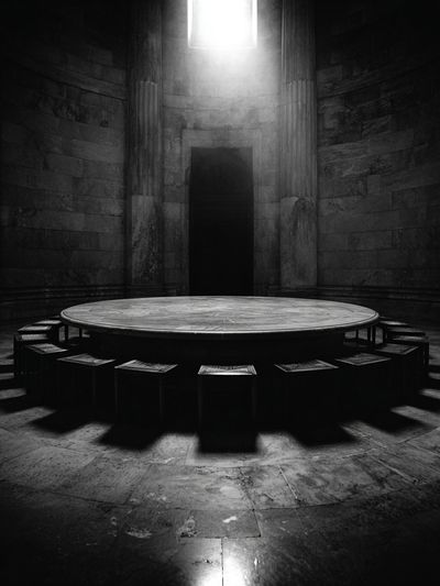 Mysterious Circular Room — Black and White Print. poster