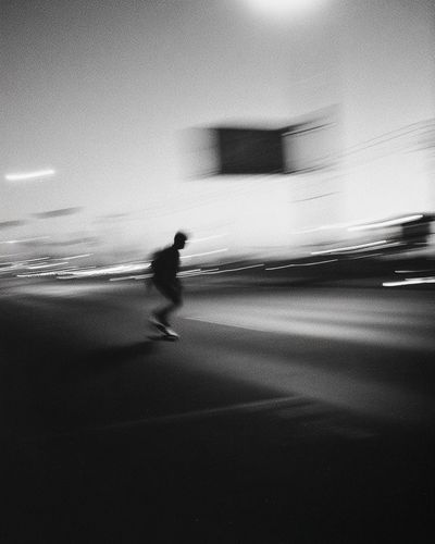 Skateboarding in Motion — Black-White Print. poster print