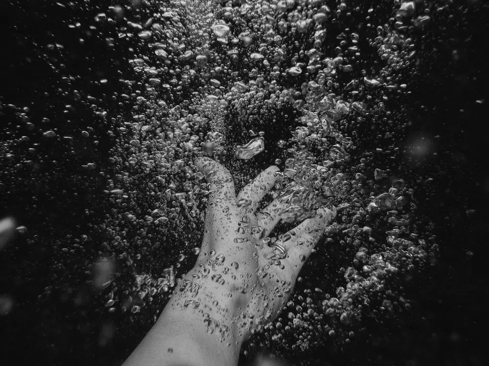 Underwater Hand — Black-White Print. poster detail
