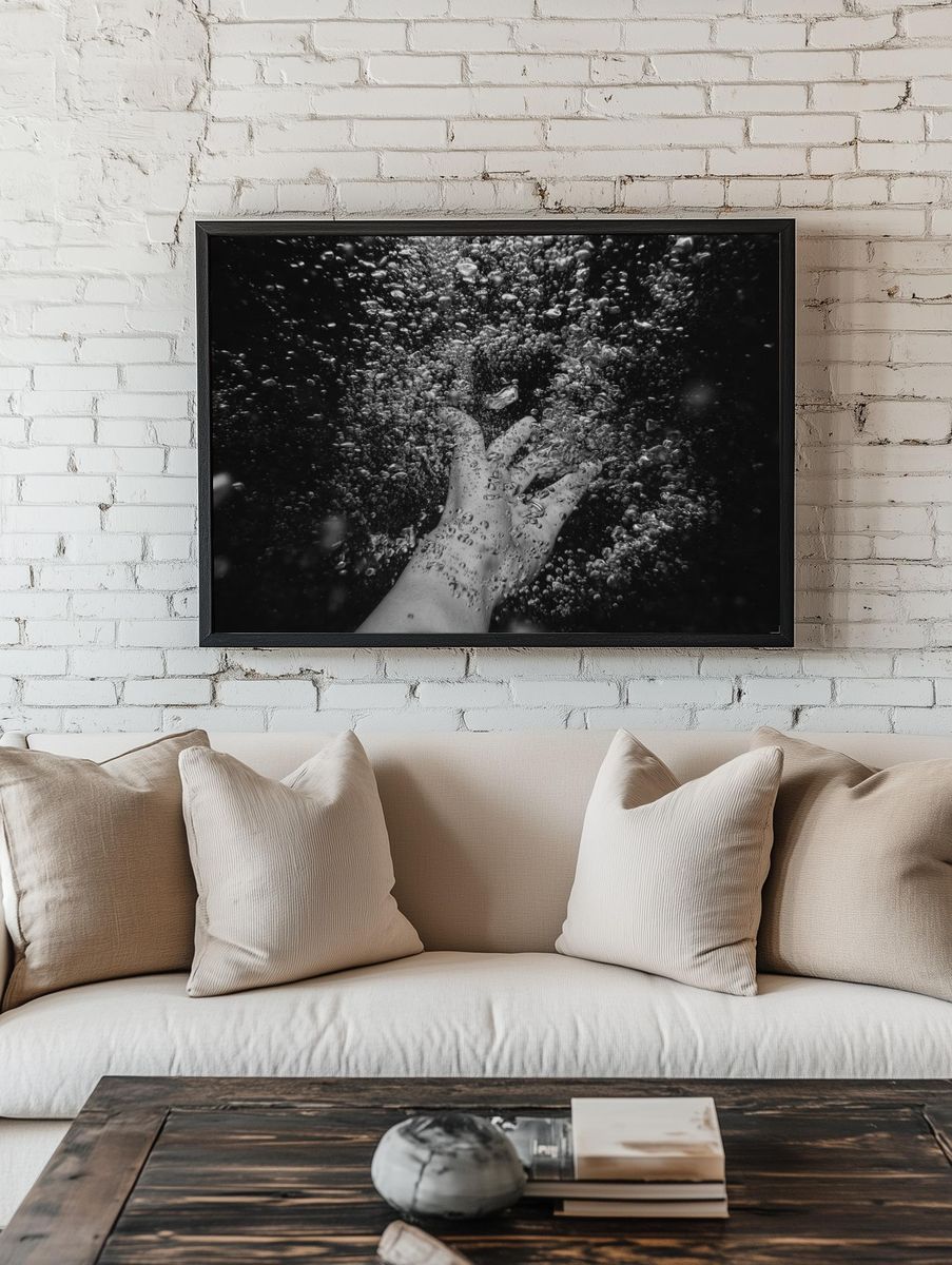 Underwater Hand — Black-White Print. — room view 1