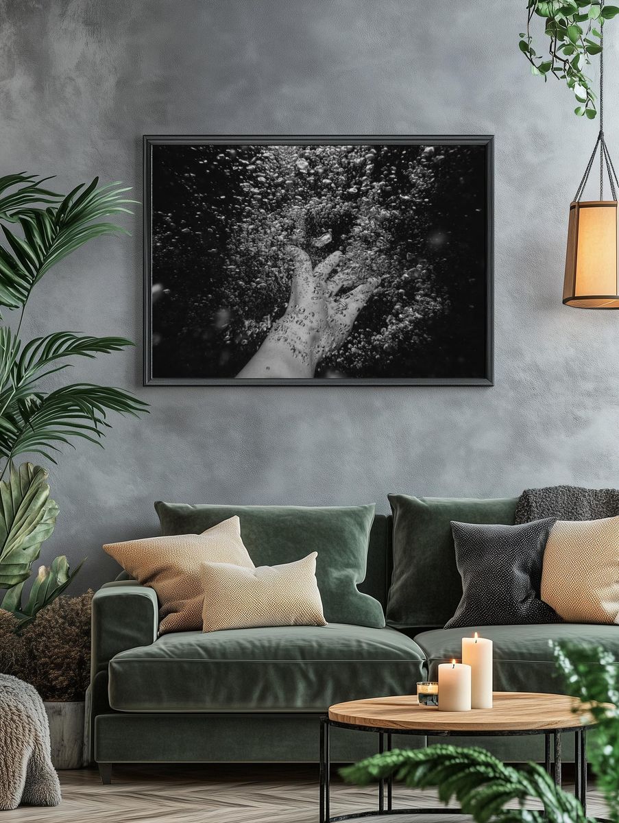 Underwater Hand — Black-White Print. — room view 4
