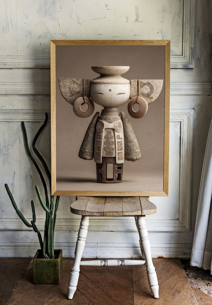 Ancient Ceramic Figurine — Fine Art Print. — room view 1