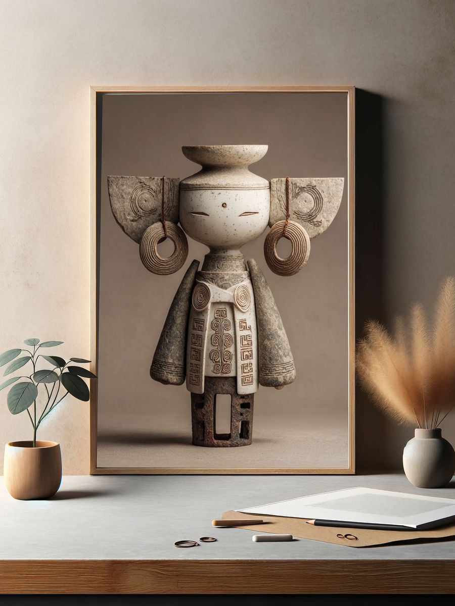 Ancient Ceramic Figurine — Fine Art Print. — room view 2