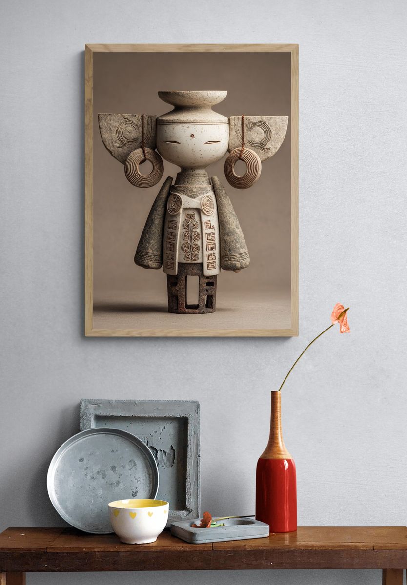 Ancient Ceramic Figurine — Fine Art Print. — room view 3