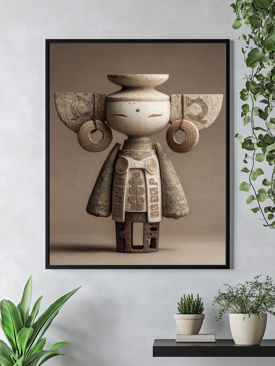 Ancient Ceramic Figurine — Fine Art Print. — room view 4