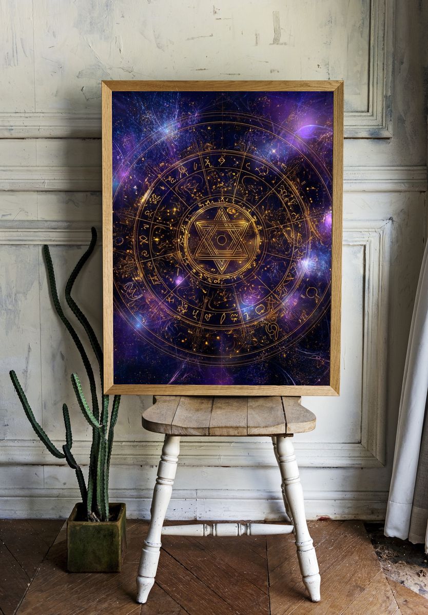 Cosmic Astrology Mandala — Digital Art Print. — room view 1