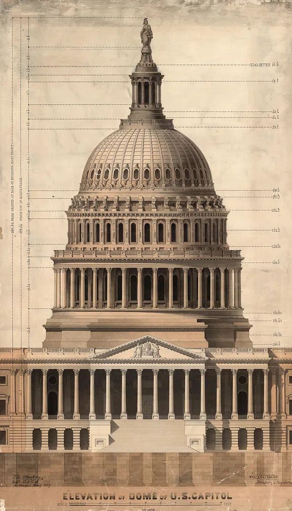 U.S. Capitol Dome Elevation Print. poster — architecture art